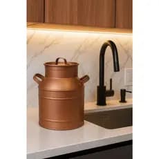lixeira 3 litros modelo latão de leite aço corten desmontável cozinha bancada duas cores