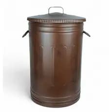Lixeira estilo americana 50 litros aço corten redonda com alças luxo
