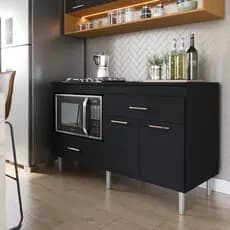 Balcão Grande Para Cooktop 5 Bocas Armário de Cozinha Elegante Mdp 1,40m 2 Portas Turim Movelove