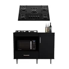 Kit Balcão Completo Para Cozinha 1,05m Com Cooktop Essencial 5 Bocas 1 Nicho 1 Porta E Gaveta Turim