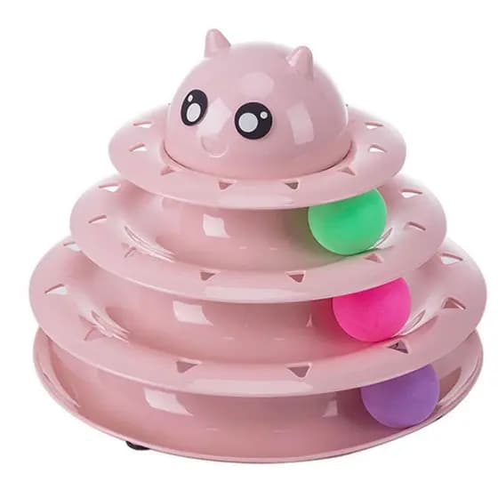 Brinquedo Interativo P/ Gatos Torre De Bolinhas 4 Niveis rosa