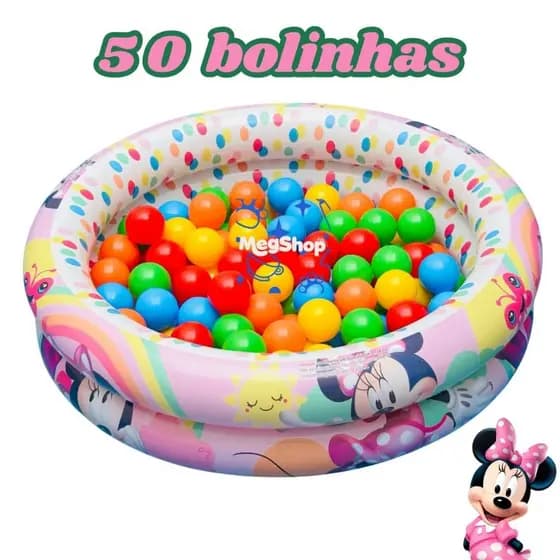 Piscina Inflável Infantil Minnie de 70 Litros com 50 bolinhas