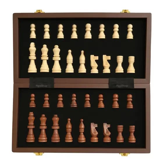 Jogo Xadrez Dobrável Tabuleiro De Madeira Oficial Luxo