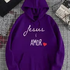 Casaco de frio Jesus é amor Moletom estampa cristã