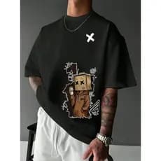 Camiseta Masculina Street Wear Algodão Premium camisa Good Person Homen Caixa Menino Papelão Sacola Cartoon