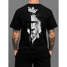 Camiseta Masculina Gola Redonda Camisa 100% Algodão Blusa Fio 30.1 Camisa Confortável Estampa Religiosa Camisa Descolada