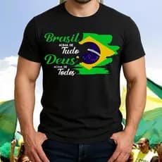Camiseta unisex slim Deus acima de tudo Brasil acima de todos dia a dia Camisa 100% Algodão premium pronta entrega
