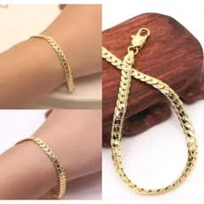 Pulseira Grumet masculina Aço Maciço Elo duplo  bracelete banhado a Ouro 18k  garantia 3 anos