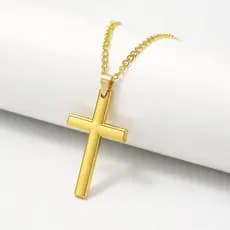 Corrente Masculina Cordão Pingente Cruz Aço Inoxidável
