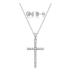 Colar Cordão Feminino Pingente Cruz Corrente Aço Inox Cor Prateado