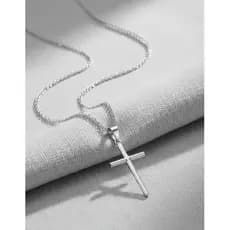 Corrente Cordão Masculino Grumet Aço Inox Cruz Crucifixo Prateado