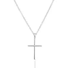 Cordão Corrente Crucifixo Masculino Aço Inox Para Presente Prateado