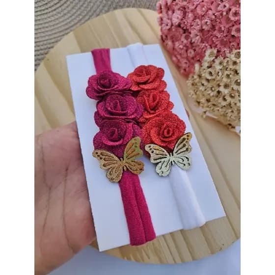 Kit Flor e Borboleta, Kit Faixinha, Faixinha Delicada, Flor, Borboleta