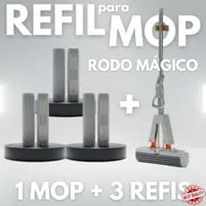 Refil Mop Rodo Mágico Limpeza Profunda Prático Dobrável Lavável Troca Absorve