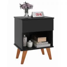 Mesa de cabeceira classic duda com 1 gaveta cor preto