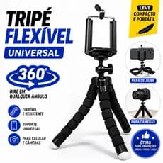 Mini Tripé Flexível para Celular Câmera Ring Light Universal Ajustável 360°