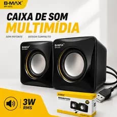 Caixa de Som para PC e Notebook B-Max BM-S205 USB P2 3,5mm Estéreo 3W RMS Compacta