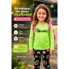 Conjunto Infantil Blusa Manga Longa Meia Estação Menina Perfeita Roupa Frio Promoção