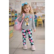 2 Peças Inverno Menina, 1 Calça Legging + 1 Blusa de manga, Conjunto Infantil Feminino, pratico, estiloso, confortável