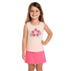 Conjunto Verão Infantil Menina short Saia  2 ao 8 pratico confortável feminino