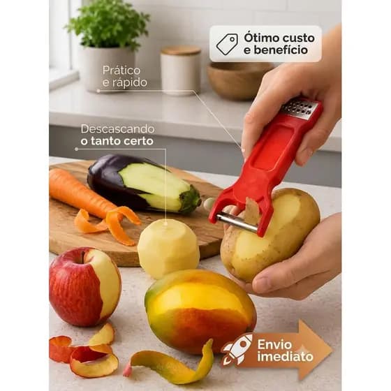 Descascador de Legumes e Frutas pratico e eficiente 3 em 1 - Pelasti