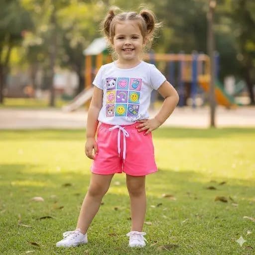 CONJUNTO INFANTIL VERÃO MENINA CALOR Pratico, Praia, Escola, Diversão, Passeio, Creche, para o dia a dia, PROMOÇÃO