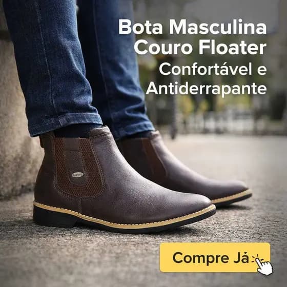 BOTA MASCULINA BOTINA COURO LEGITIMO CONFORTO QUALIDADE SOLADO BORRACHA COSTURADO RESISTENTE DIA A DIA BASIC PROMOÇÃO