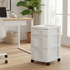 Gaveteiro Plástico Todo Branco 3 Gavetas com Rodinhas – Organizador Multiuso Agraplast 595
