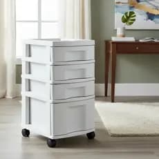 Gaveteiro Plástico Todo Branco 4 Gavetas com Rodízios – Organizador Multiuso Agraplast 591