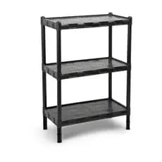 Estante Milão Plástica Preta 3 Prateleiras Grande 68 cm  Agraplast Cód.784 (COM PEZINHOS)