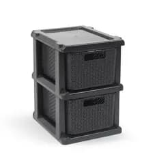 Gaveteiro Ratan Preto 2 Gavetas Com rodinhas Agraplast Cod 1032