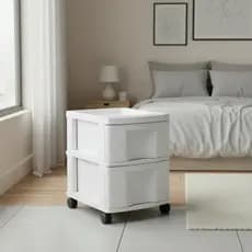 Gaveteiro Plástico Branco com Rodinhas e 2 Gavetas – Organizador Multiuso Agraplast 601