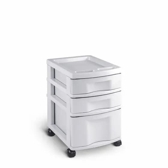 Gaveteiro Plástico 3 Gavetas Todo Branco  Cod 602