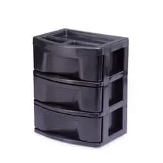 Gaveteiro De Mesa Todo Preto Com 3 Gavetas Ref 885