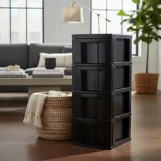 Gaveteiro Plástico Todo Preto 4 Gavetas Grandes – Organizador Multiuso Agraplast 598
