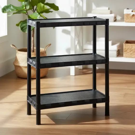 Estante Organizadora Nápoles Plástica Preta 3 Prateleiras Com Base Elevada – Agraplast 918