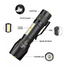 Mini Lanterna Tatica Led Alumínio Super Forte Recarregavel Usb