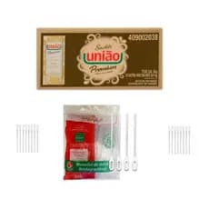 Açucar Uniao Sache 400x5g + Mexedor De Cafe 500un