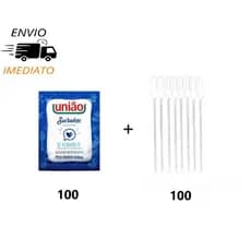 Kit 100 Adoçante União Sachê + 100 Palhetas Mexedor de Café