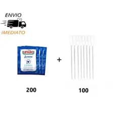 Kit 200 Adoçante União Sachê + 100 Palhetas Mexedor de Café