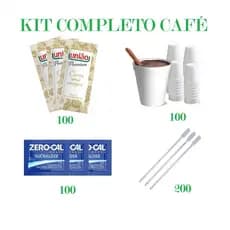 KIT COMPLETO 500 UN DESCARTAVEL CAFÉ COPOS ISOPOR + AÇÚCAR + ADOÇANTE + PALHETA
