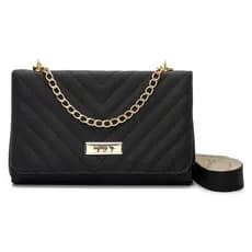 Bolsa Transversal Média com Alça de Corrente e Bordado Estiloso