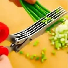 Tesoura cozinha cortar picar legumes ervas 5 laminas