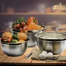 Tigela Bacia Bowl Inox Higienico Kit 03 Peças Profissional Fundo Grosso Saladeira Cozinha