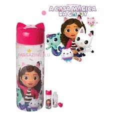 Garrafa 500ml Ludica Casa Mágica da Gabby Plasutil escolar Disney Lanche Infantil Menina