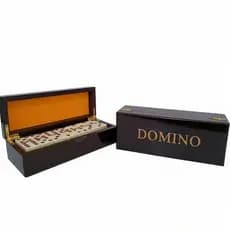 Dominó de Osso Luxo 28 Peças com Caixa Madeira Brinquedo Educativo Presente Perfeito Domino
