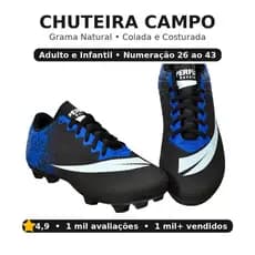Chuteira Campo Perflex Grama Natural Colada Costurada 26-43