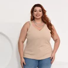 Blusa Plus Size G ao G3 Alça Grossa Fresquinha Moda Verão Natal Ano Novo camiseta Plus Feminina