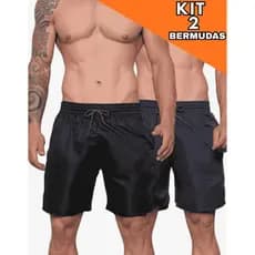 Kit 2 Shorts Bermuda Masculino Liso Tactel Masculina Bolso Academia Praia Shorts Corrida Crossfit