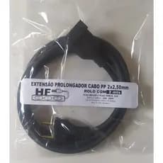 Prolongador Extensão Elétrica 02 Metros 10a Cabo Pp2x2,5mm Plug Bipolar Injetado